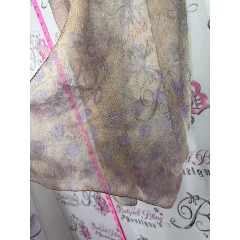 Lightweight Sheer Polka Dot Scarf in Taupe and Lavender